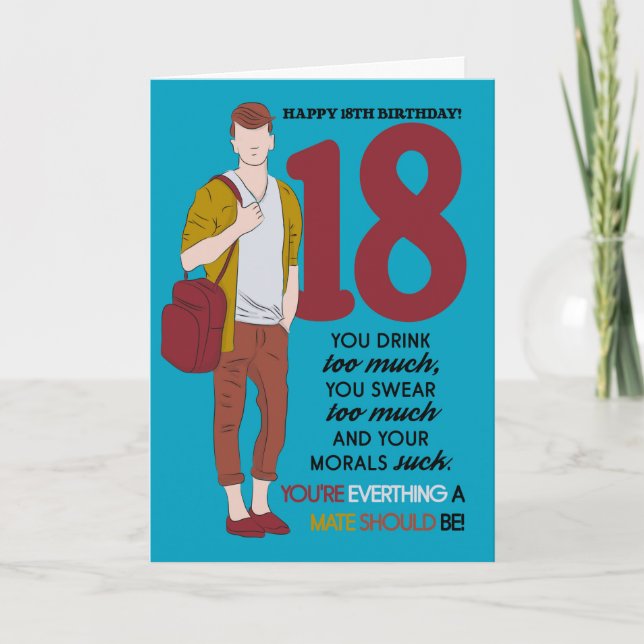 Carte 18e Anniversaire Carte, Amusant Et Branché, Humour (Devant)