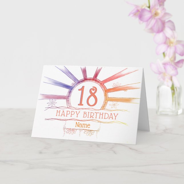 Carte 18e anniversaire - coucher de soleil multicolore d (Orchidée)