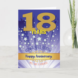 Carte 18e anniversaire de rétablissement chiffre gras