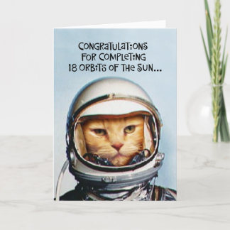 Carte 18e anniversaire drôle Space Chat