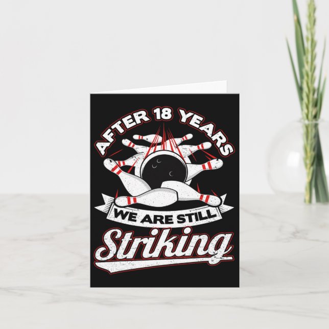 Carte 18e anniversaire du Mariage Bowling Striking 18 an (Devant)
