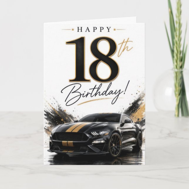 Carte 18e Anniversaire Garçon Voiture (Devant)