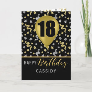Carte 18e anniversaire Gold et Silver Confetti Balloon