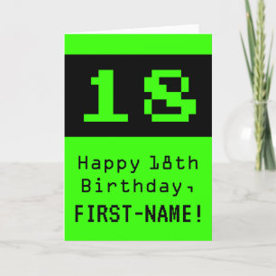 Carte 18e anniversaire : Nerdy / Geeky Style "18" et nom