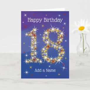 Carte 18e anniversaire - Nombre d'étoiles - Bleu - 18 an