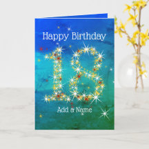 18e anniversaire - Nombres d'étoiles - Vert bleu -