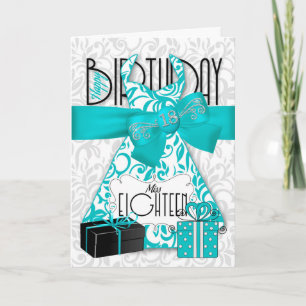Carte 18e anniversaire pour sa robe turquoise à la mode