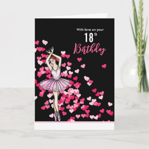 Carte 18e anniversaire Voeux Ballerina Robe rose