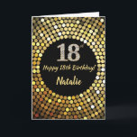 Carte 18e Birthday Black and Gold Glitter Card<br><div class="desc">Happy 18th Birthday Black and Gold Glitter Card with personalized name. For further customization,  please click the "Customize it" button and use our design tool to modify this template.</div>