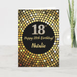 Carte 18e Birthday Black and Gold Glitter Card<br><div class="desc">Happy 18th Birthday Black and Gold Glitter Card with personalized name. For further customization,  please click the "Customize it" button and use our design tool to modify this template.</div>