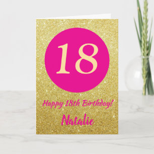Carte 18e Joyeux anniversaire Hot rose et Parties scinti
