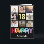 Carte 18e Joyeux Anniversaire Photo Collage Noir moderne<br><div class="desc">18th Happy Birthday Photo Collage Carte Noire moderne avec nom personnalisé. Pour plus de personnalisation,  cliquez sur le bouton "Customiser" et utilisez notre outil de conception pour modifier ce modèle.</div>