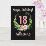 Carte 18e or all ages Birthday Pink Floral Name<br><div class="desc">Happy 18th or all age day Blush Pink Floral Wreath Name Card. Customize the name and age on the front and the greeting messages on the front and inside.</div>