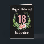 Carte 18e or all ages Birthday Pink Floral Name<br><div class="desc">Happy 18th or all age day Blush Pink Floral Wreath Name Card. Customize the name and age on the front and the greeting messages on the front and inside.</div>