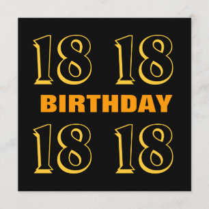Carte 18ème Ado Anniversaire d'or moderne et noir W1016