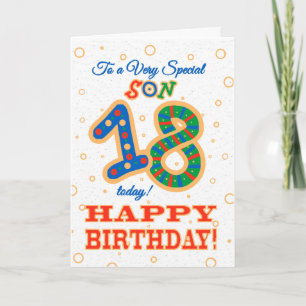 Carte 18ème anniversaire coloré pour Fils Spécial