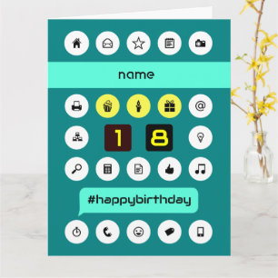 Carte 18ème hashtag informatique anniversaire ajouter no