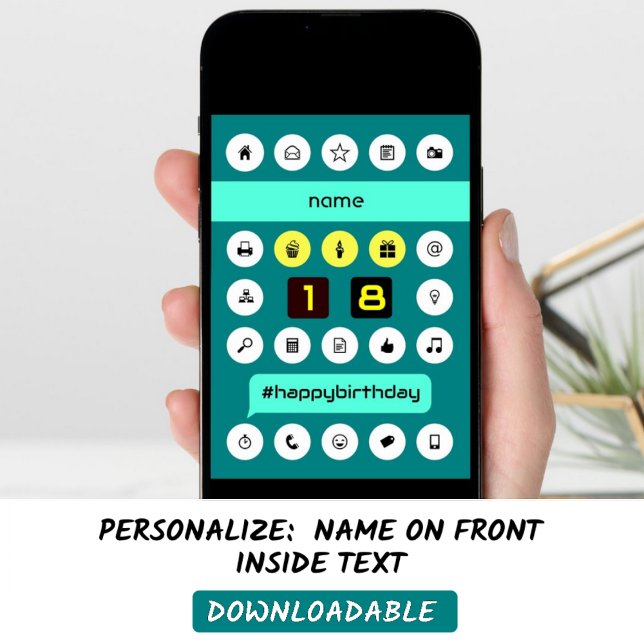 Carte 18ème hashtag informatique anniversaire ajouter un (Créateur téléchargé)