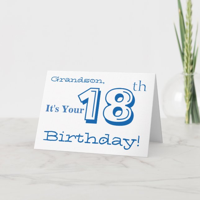 Carte 18ème salutation de l'anniversaire du petit-fils (Devant)