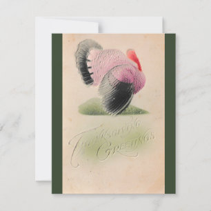 Carte 1907 Vintage Thanksgiving rose et gris Turquie