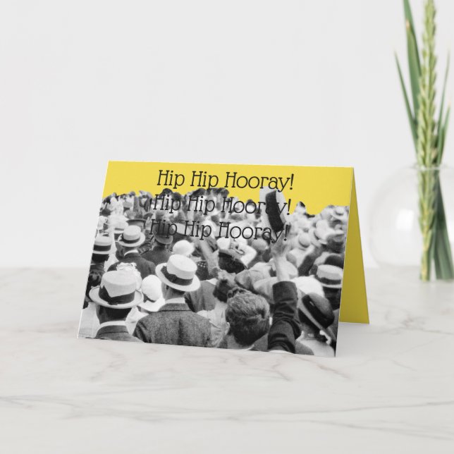 Carte 1910's CROWD CHEERING PHOTO HIP HIP HOORAY! (Devant)