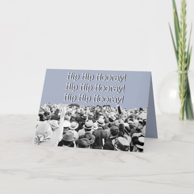 Carte 1910's CROWD CHEERING PHOTO HIP HIP HOORAY! (Devant)