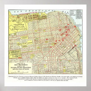 Carte 1915 de San Francisco - affiche