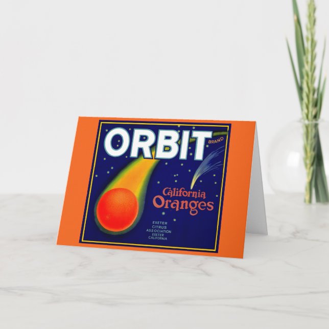 Carte 1920s Orbite Orange étiquette de caisse de fruits (Devant)