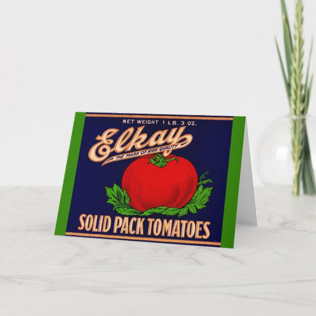 Carte 1930 Elkay Solid Pack Tomates peut étiquette (Devant)