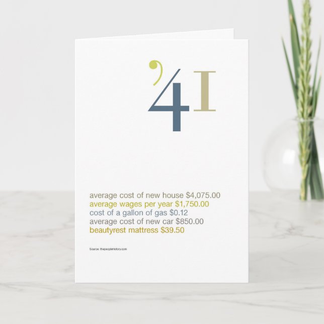 Carte 1941 anecdotes amusantes d'anniversaire (Devant)