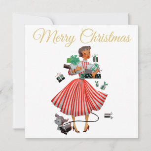 Carte 1950 Noël Dame Vintage