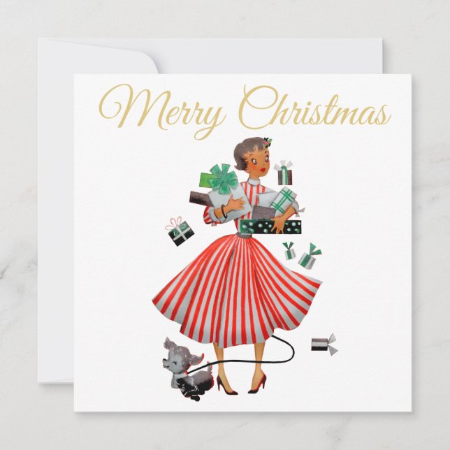Carte 1950 Noël Dame Vintage  (Devant)