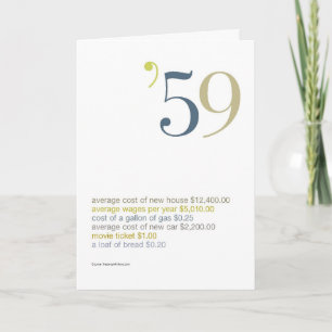 Carte 1959 Anniversaire Fun Facts