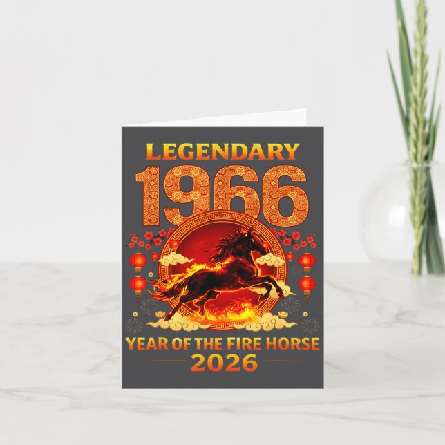 Carte 1966 Année du Cheval de Feu 60e Anniversaire Chino (Devant)