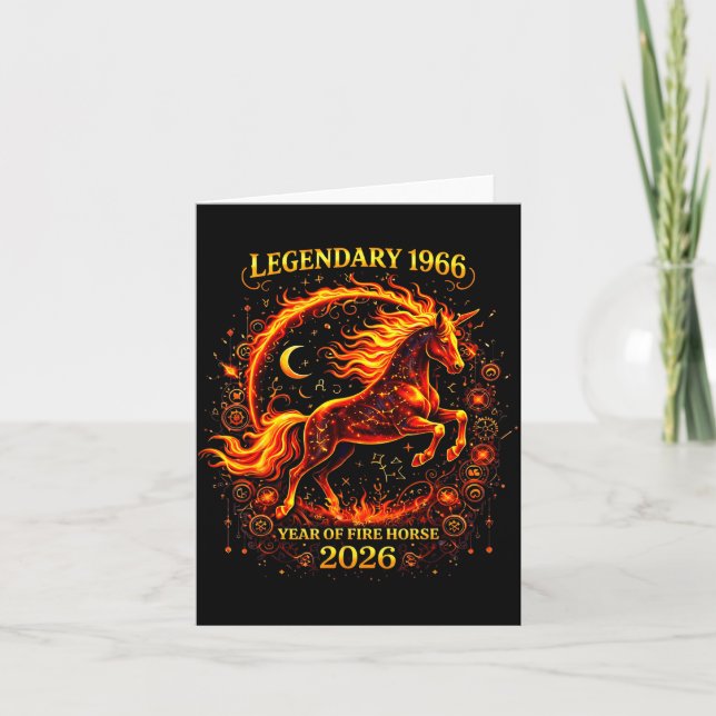 Carte 1966 Année du Cheval de Feu 60e Anniversaire Chino (Devant)