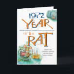 Carte 1972 Zodiac Rat Funny Birthday<br><div class="desc">Cover text lists fameux "Rat" like Mozart and Shakespeare,  along with positive personality portraits. Funny inside text can be cuztomized or removed.</div>