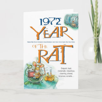 Carte 1972 Zodiac Rat Funny Birthday