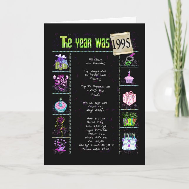Carte 1995 anecdotes amusantes d'anniversaire (Devant)