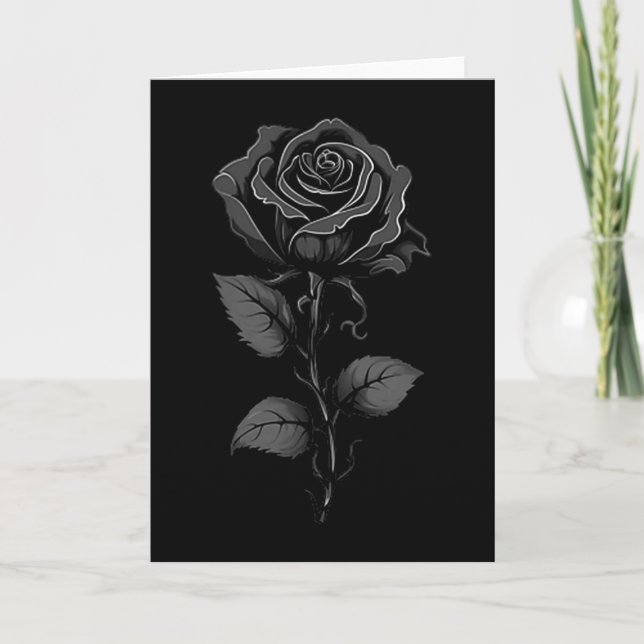 Carte 199 Fleurs Graphisme Rose Noire , Petit  (Devant)