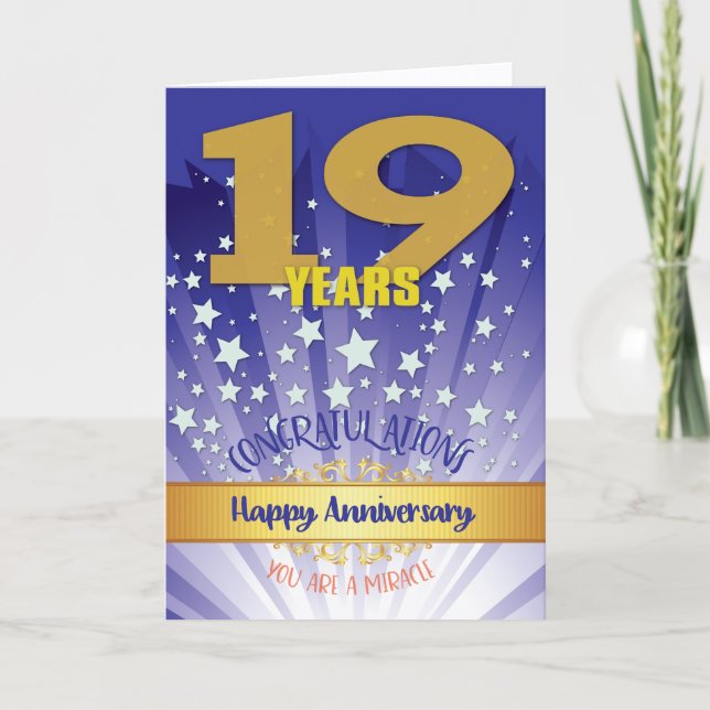 Carte 19 ans de récupération Anniversaire Bold Numéros (Devant)