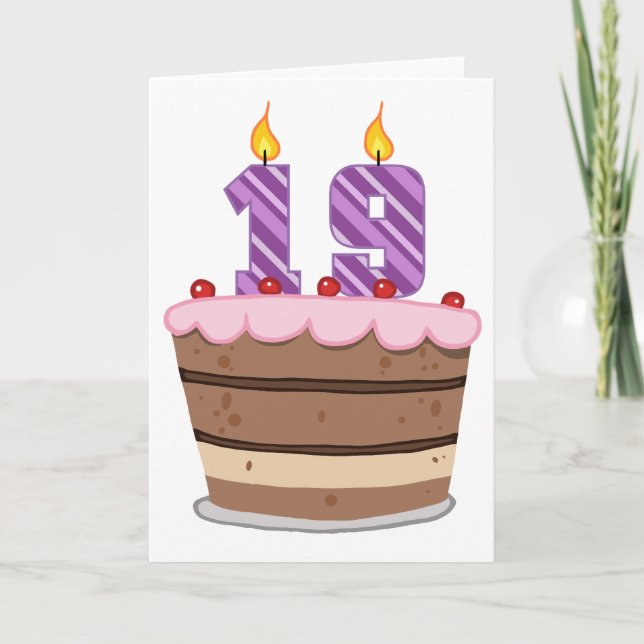 Carte 19 ans sur le gâteau d'anniversaire (Devant)