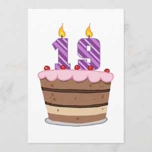 Carte 19 ans sur le gâteau d'anniversaire