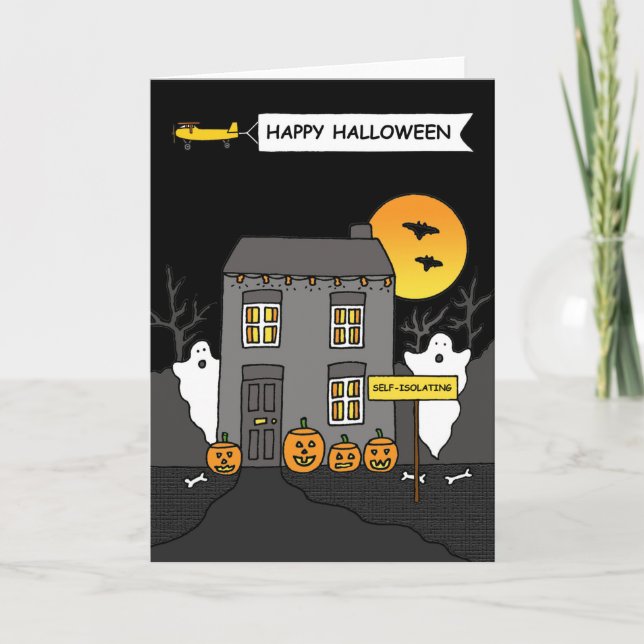 Carte 19 Auto-isolement Maison Éffrayante Halloween (Devant)