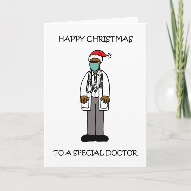 Carte 19 Joyeux Noël Africain Américain Homme Docteur (Devant)