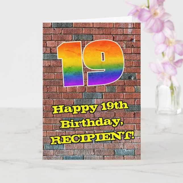 Carte 19e anniversaire : Arc-en-ciel amusant inspiré par (Orchidée)