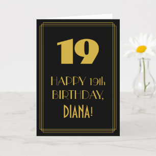 Carte 19e anniversaire ~ Art Déco Inspiré Look "19" & No