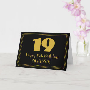 Carte 19e anniversaire : Art Déco Inspiré Look "19" & No