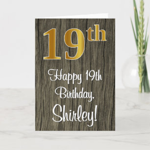 Carte 19e anniversaire : Elégant Faux Gold Look #, Faux