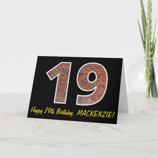 Carte 19e anniversaire - Motif de mur de briques "19" av (Devant)