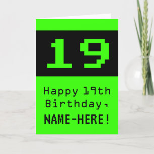 Carte 19e anniversaire : Nerdy / Geeky Style "19" et nom